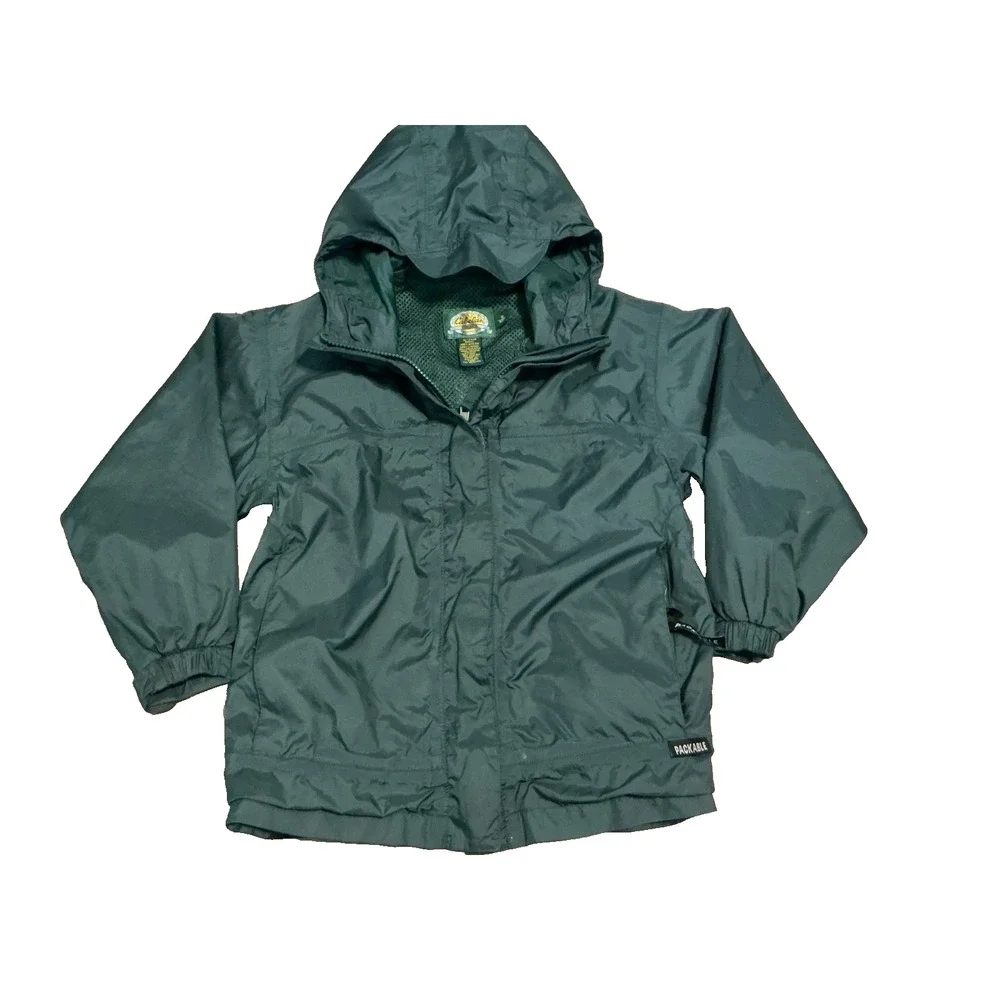 Cabelas Kid Youth Visor Hooded Mesh Lined Lightweight Packable Windbreaker Small